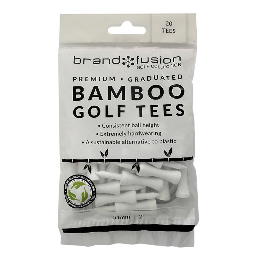 Brand Fusion 51mm Bamboo Golf Tees | 20 Pack