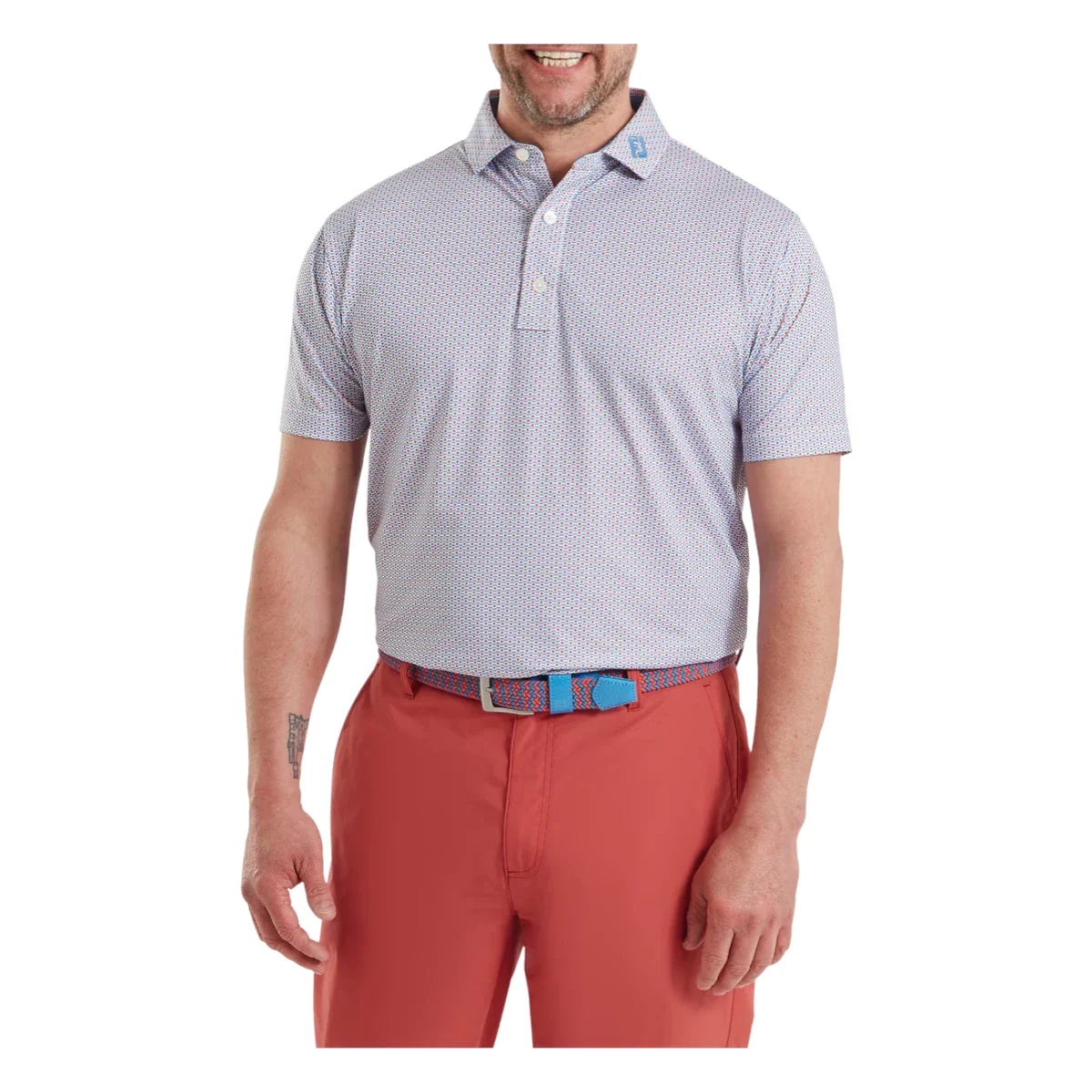 FootJoy Nautical Flag Print Lisle Golf Polo Shirt 39260 - Image 3