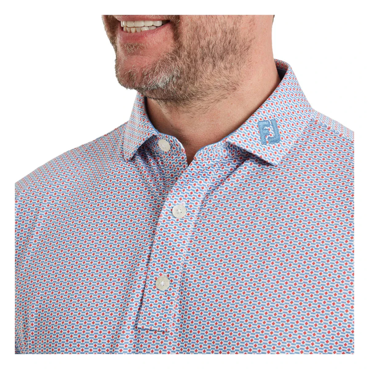 FootJoy Nautical Flag Print Lisle Golf Polo Shirt 39260 - Image 5