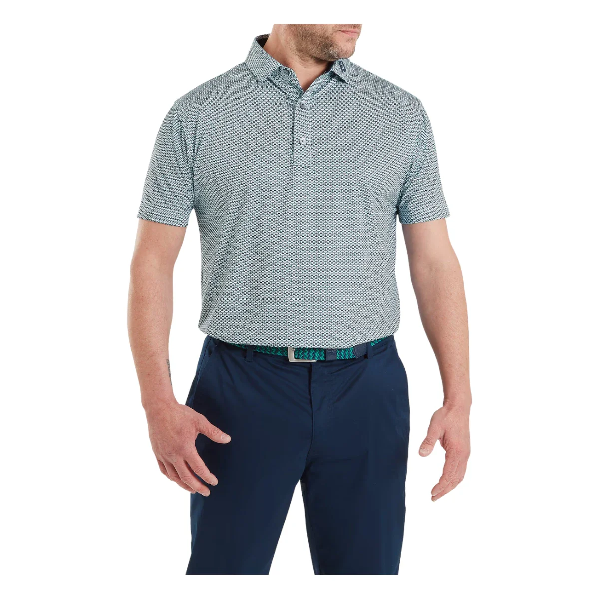 FootJoy Nautical Flag Print Lisle Golf Polo Shirt 39263 - Image 3