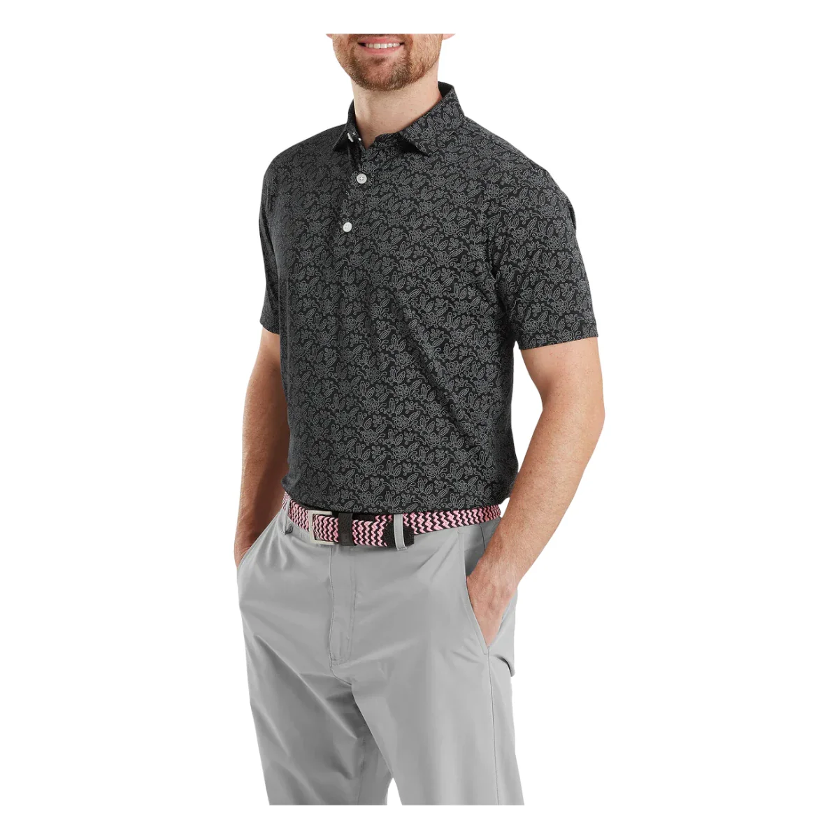 FootJoy Wingtip Floral Lisle Golf Polo Shirt 39266 - Image 3