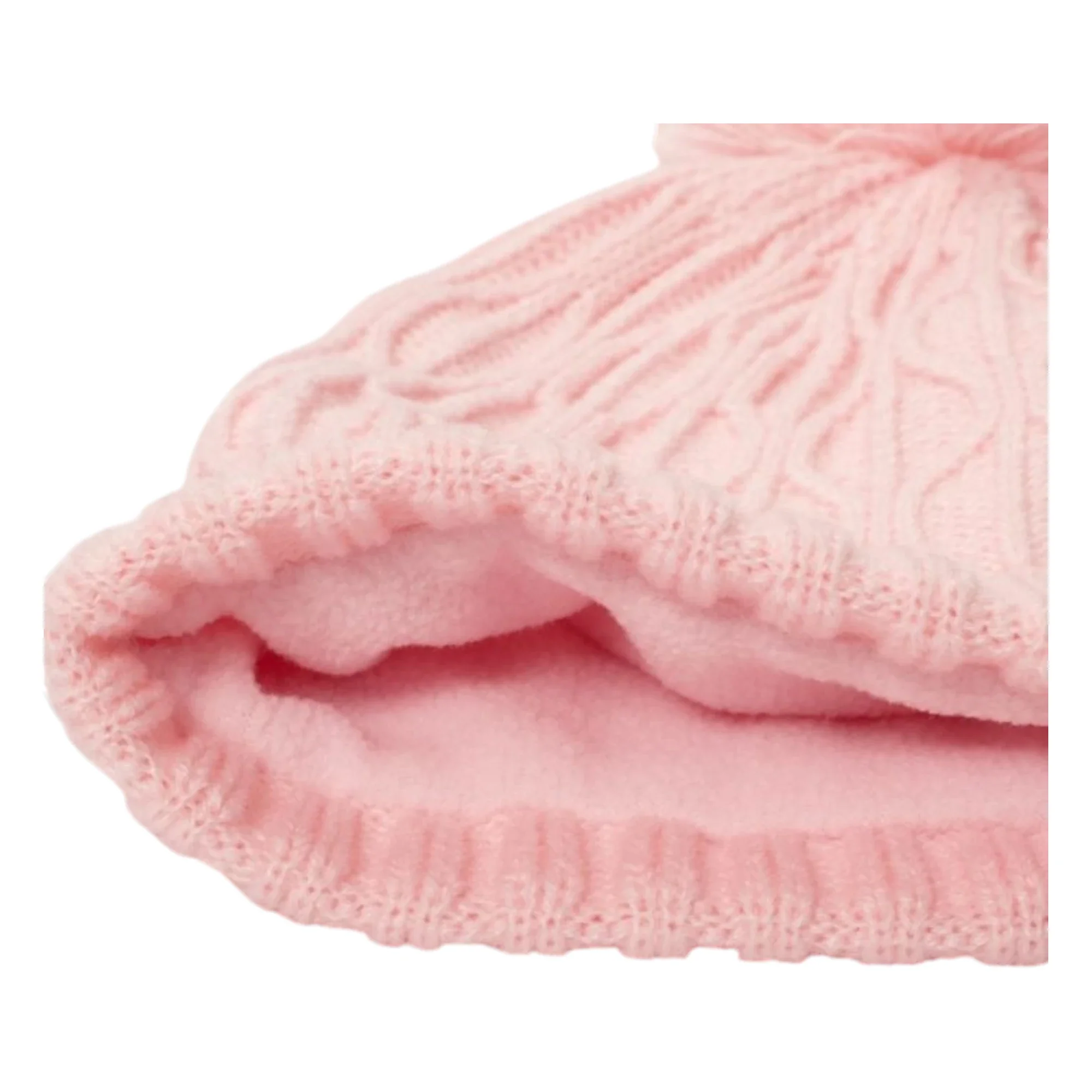 Green Lamb Ladies Fleece Lined Cable Knit Bobble Hat AG24059 - Image 2