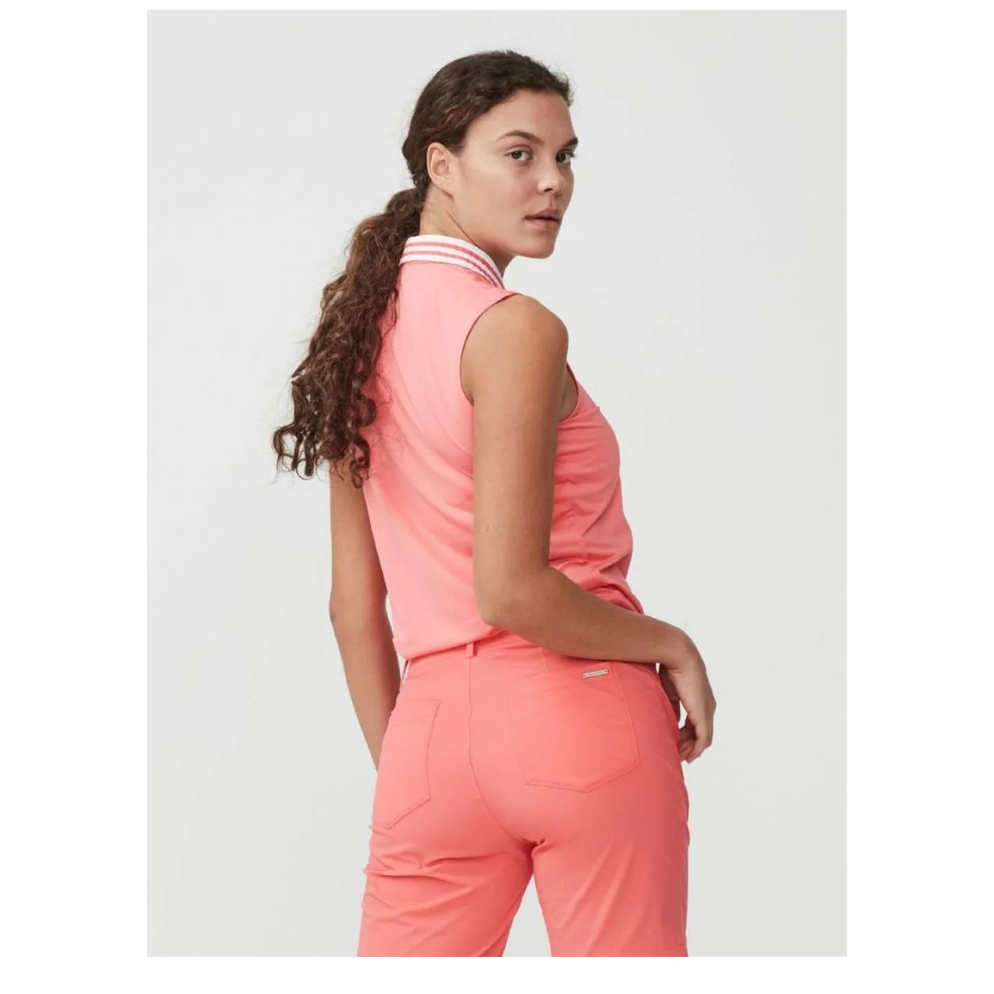 Rohnisch Ladies Stripe Sleeveless Golf Polo Shirt 110186 - Image 3